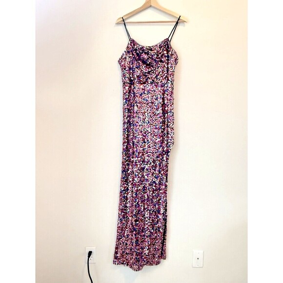 JULES AND CLEO Cowl Neck Allover Sequin Dress with Slit luxury formal size 10 - Picture 5 of 13